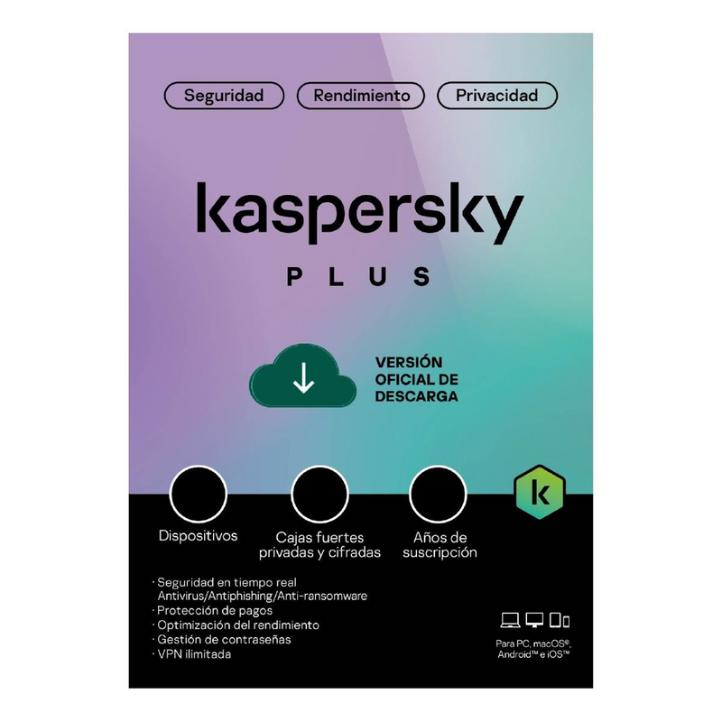 Licenciamiento Antivirus Kaspersky Plus Internet Security 3 Dispositivo 1 Año 2 KPM