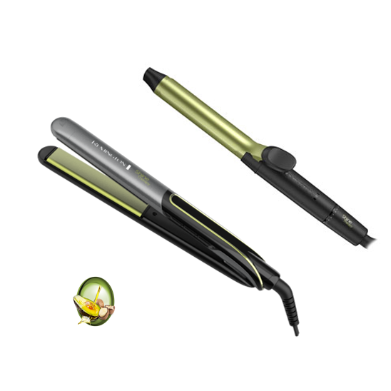 Combo Plancha alisadora + Rizador Remington terapia aguacate S12A-CI11AF