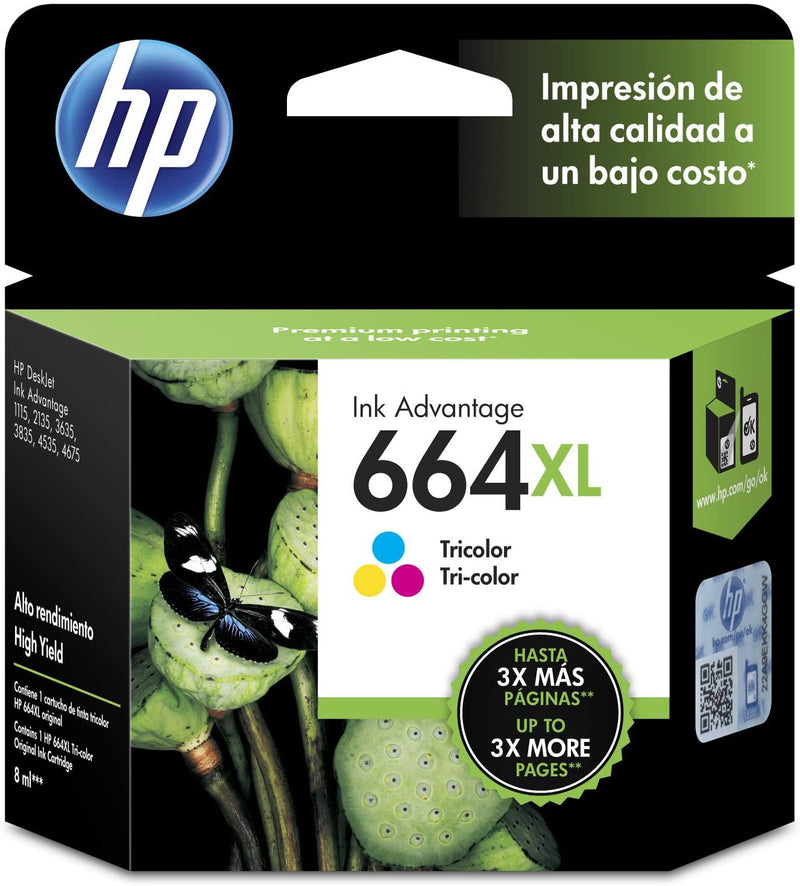 Cartucho HP 664XL Tricolor (Alto Rendimiento)