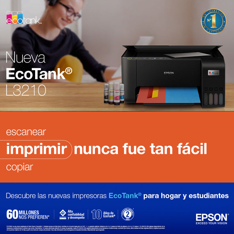 Impresora Epson multifuncional Ecotank L3210 USB