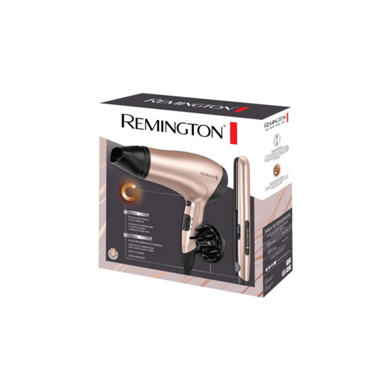 Combo Plancha alisadora + Secadora Remington Rose Gold D3015-S1520-F