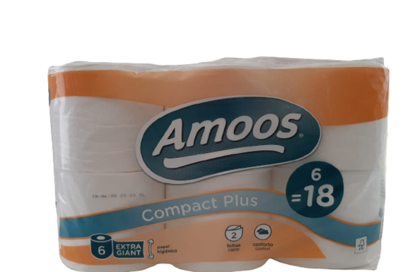 Papel higiénico AMOOS paquete 6 rollos 400 HOJAS